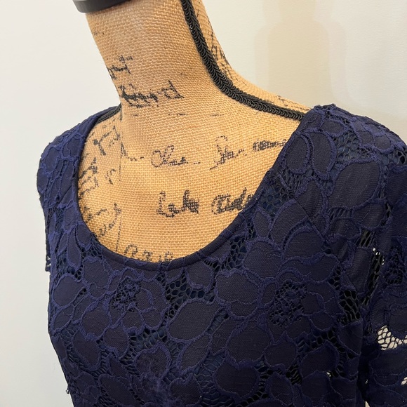 Navy Laced Overlay Dress - Picture 8 of 10